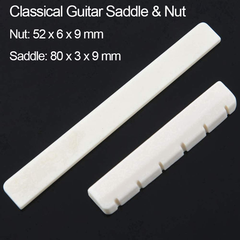 Alnicov Guitar Saddle Nut Cattle Bone Slotted for 6 String Acoustic Guitar Replacement