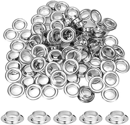 Bestgle 100 Sets 12mm Inner Dia. Metal Eyelets Grommets Tool Kit Siliver Brass Grommets Rings Tools for Leather Holes Decoration