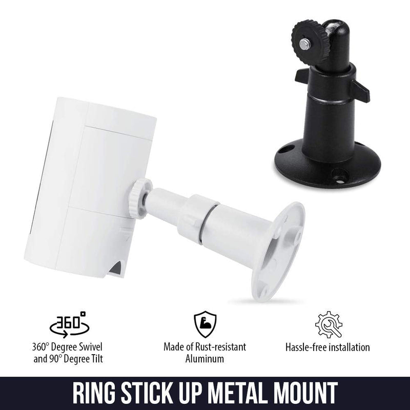 Wasserstein Adjustable Metal Mount with Universal Screw Compatible with Ring Stick Up Cam Battery and Ring Stick Up Cam Wired - Extra Flexibility for Your Ring Camera (2 Pack, White)