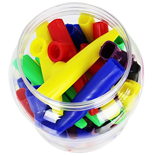 A-Star AP8100 Plastic Multi Coloured Kazoos - Pack of 40 - In Plastic Tub with Carry Handle, Multi-Coloured