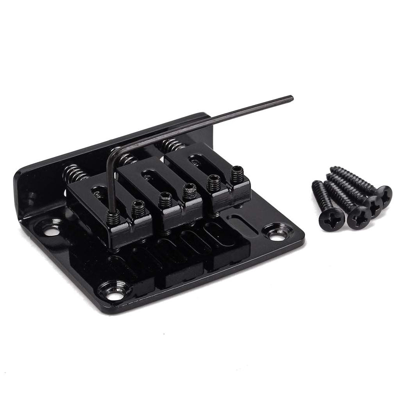 Alnicov Electric Guitar Bridge,Adjustable 3 String Fixed Guitar Bridge for Cigarbox Electric Guitar(Black)