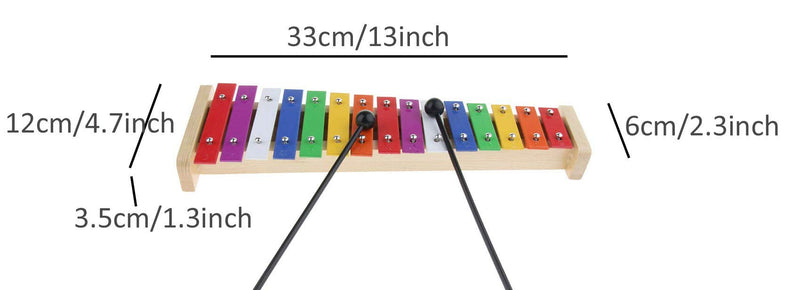 ZDYWY Wooden Xylophone Glockenspiel Musical Toy for Kids Children Boys Girls with 15 Tone Keys