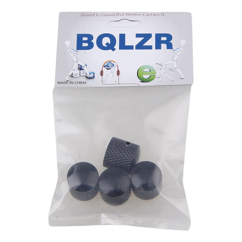 BQLZR Black Plated Metal Electric Guitar Bass Dome Tone Knobs Pack of 4