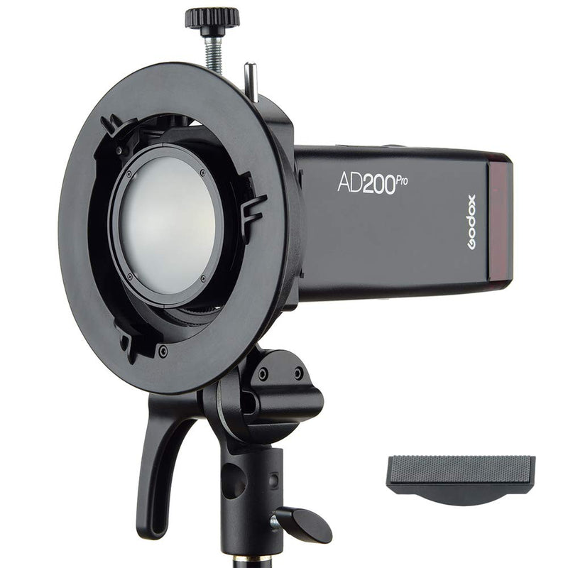 Godox S2 Speedlite Bracket Bowens Mount Holder for Speedlite Flash Snoot Softbox Honeycomb Reflector Umbrella(Godox S-Type Upgrade Version)