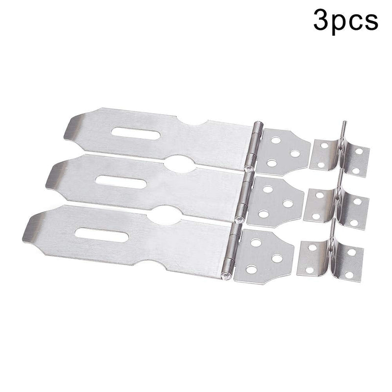MroMax Hasp Staple Padlock Latch, 137mm Length,Stainless Steel Furniture Cupboard Door Stainless Steel Silver Tone 3Pcs