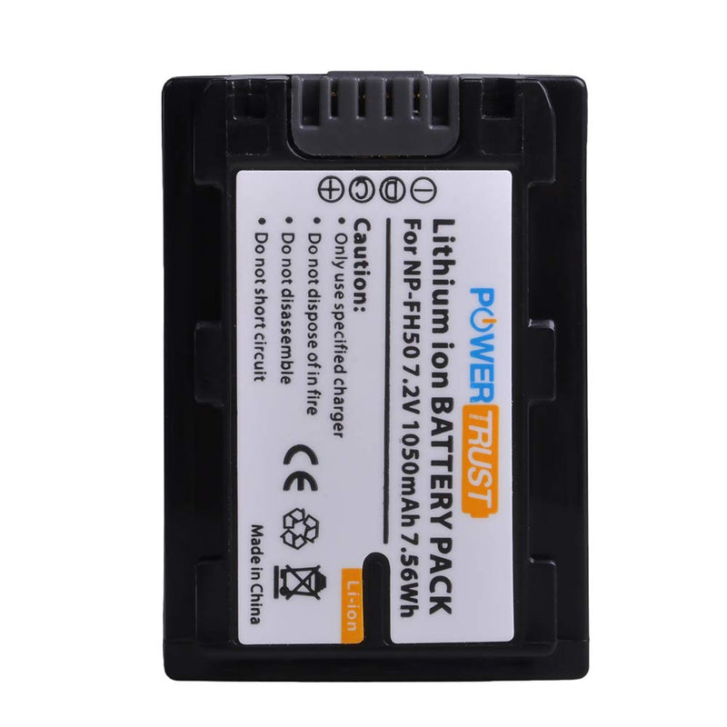 PowerTrust 2-Pack NP-FH50 Battery + USB Dual Charger for Sony NP-FH40 NP-FH30 NP-FP50 NP-FP51 H Series Batteries and DSC-HX1 HX100 HX100V HX200 HX200V HDR-TG1E TG3 TG5 TG7 A230 A290 A330 A390