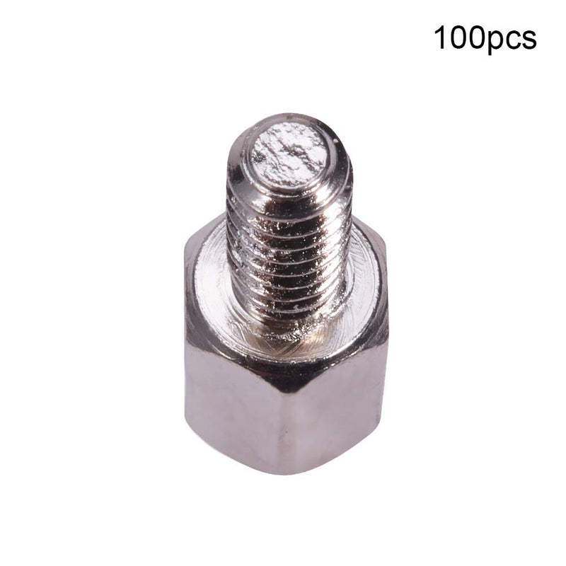 MroMax 4#-40 6+6mm F/M Brass Hex Standoff Spacer Screws Pillar Nickel Plated Silver 100 Pcs 100PCS