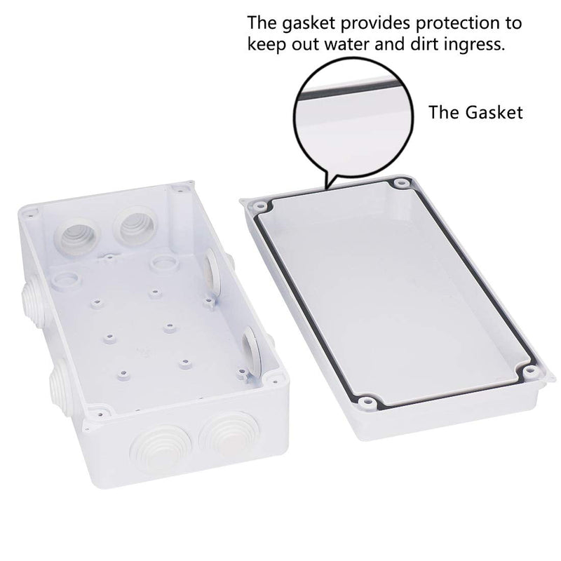 Zulkit Junction Box ABS Plastic Dustproof Waterproof IP65 Universal Electrical Boxes Project Enclosure White 7.9 x 3.9 x 2.8 inch (200 x 100 x 70mm) 7.9" x 3.9" x 2.8" With Holes