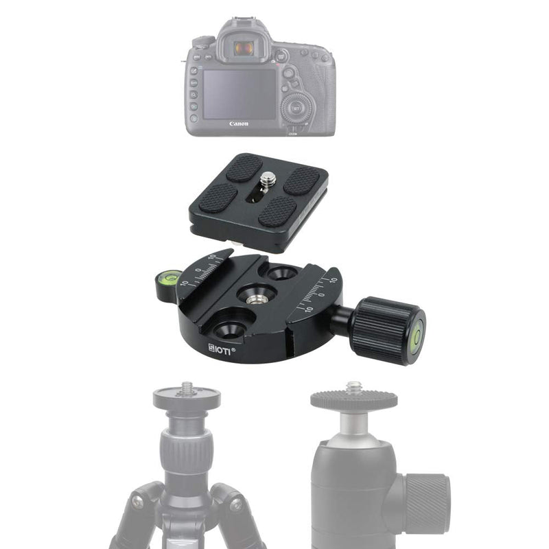 SIOTI Quick Plate Adapter with PU50 Quick Release Plate Compatible with RRS/ARCA Ball Head or Any Tripod Head/Tripod with 1/4" or 3/8" Mount QR Adapter