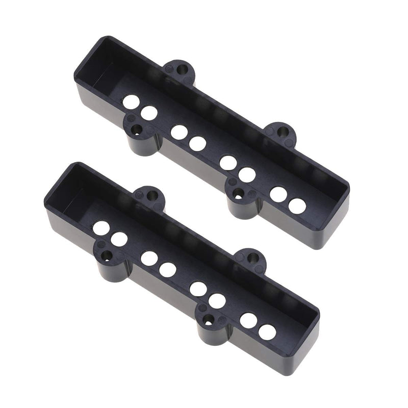 Musiclily Pro Plastic F63/R65mm Jazz Bass Pickup Covers Set for Fender J Bass, Black (Set of 2)