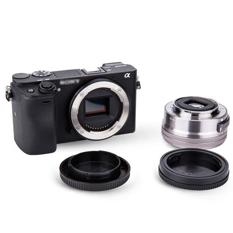 Rear Lens Cap & Body Cap JJC Rear Lens Cover Body Cover for Sony E Mount A6600 A6500 A6400 A6300 A6100 A6000 A5100 A5000 A9 A7 III II A7R III II A7s II A7S NEX-5 NEX-6 Replace Sony ALC-B1EM -5Pack 5 Pack