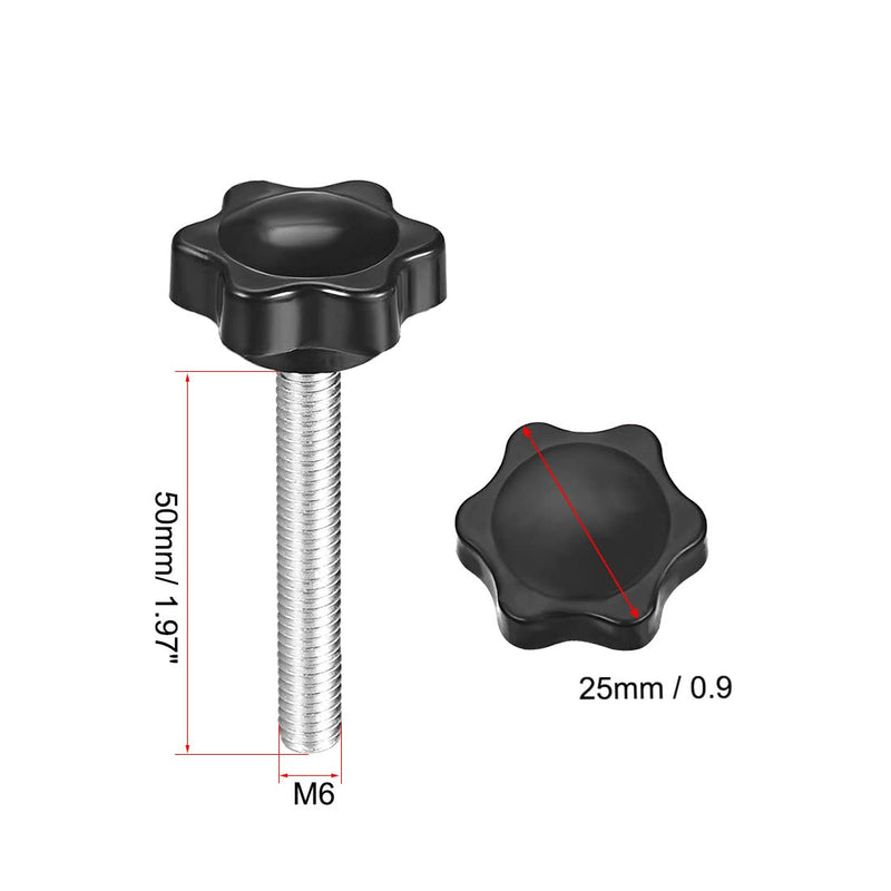 uxcell Clamping Screw Knob, Plum Hex Shaped Grips Star Knob M6 x 50mm Male Thread, 10 Pcs M6*50