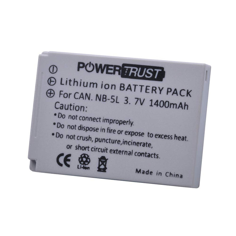 PowerTrust 1400mAh NB-5L Battery (2-Pack) for Canon PowerShot S100 S110 SD700 is SD790 is SD800 is SD850 is SD870 is SD880 is SD890 is SD900 is SD950 is SD970 is SD990 is SX200 is SX210 is SX220 is