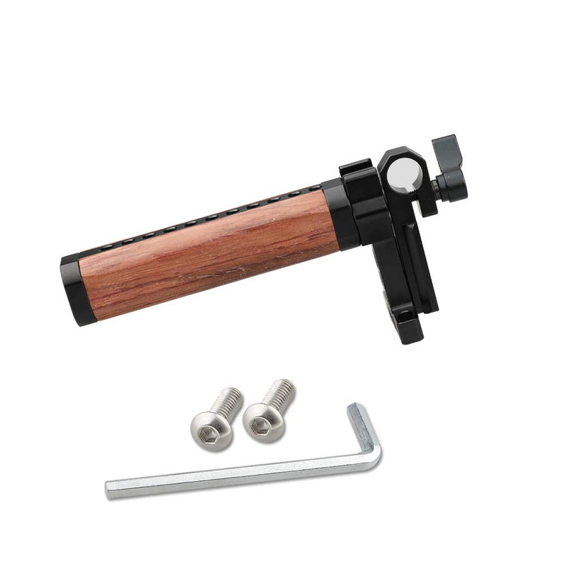 CAMVATE Brazilian Wooden Handle Grip Articulated with 15mm Rod Clamp for Camera cage (Black Knob)