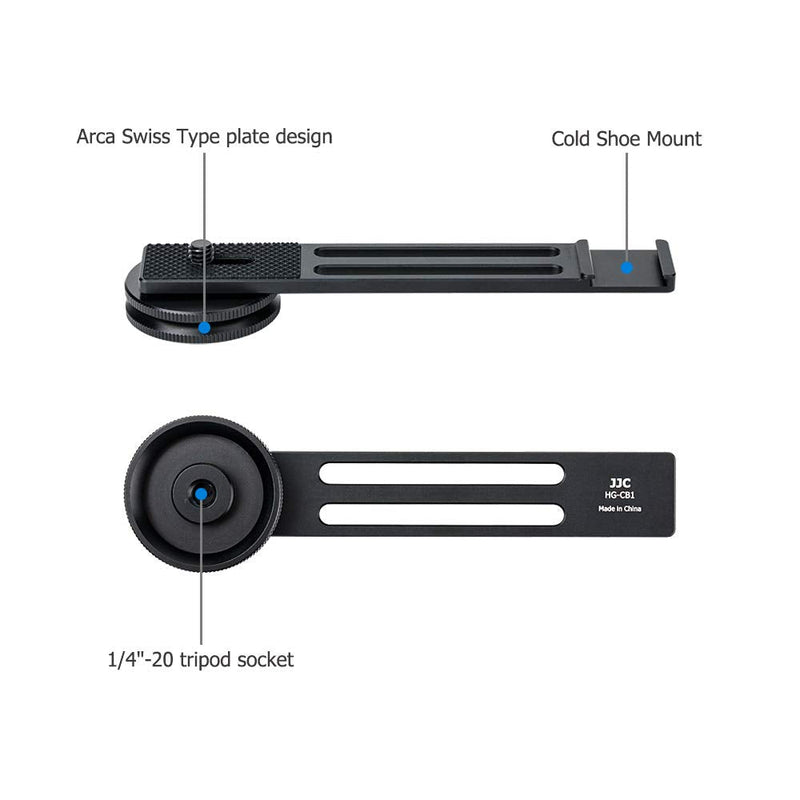 JJC Metal Cold Shoe Mount Bracket Extension Bar for Sony RX100 VII A6400 A6100 A6600 Canon G7X Mark III EOS M6 Mark II GoPro Hero DJI OSMO Action Camera & Cell Phone to Add Mic, Arca Swiss Type Plate