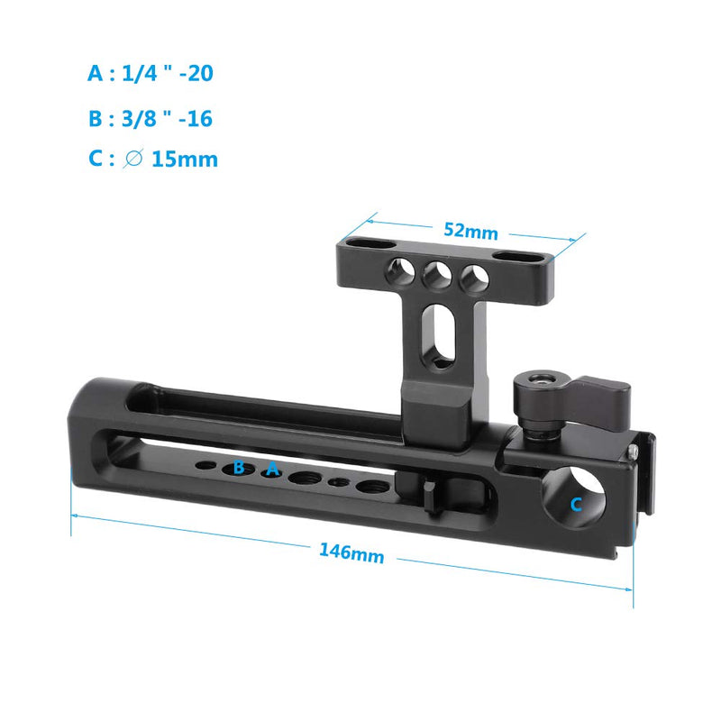 CAMVATE Aluminum Top Handgrip with Detachable Handle Seat 1/4" Mounting Points & Built-in 15mm Rod Clamp & Shoe Mount Adapters