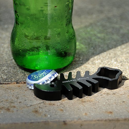 Fotodiox Pro GoTough Sharkbite - Black Aluminum Metal GoTough Wrench for Tightening GoPro Mounting Knobs, Screws and Bolts; Shark Styled Wrench with Bottle Opener