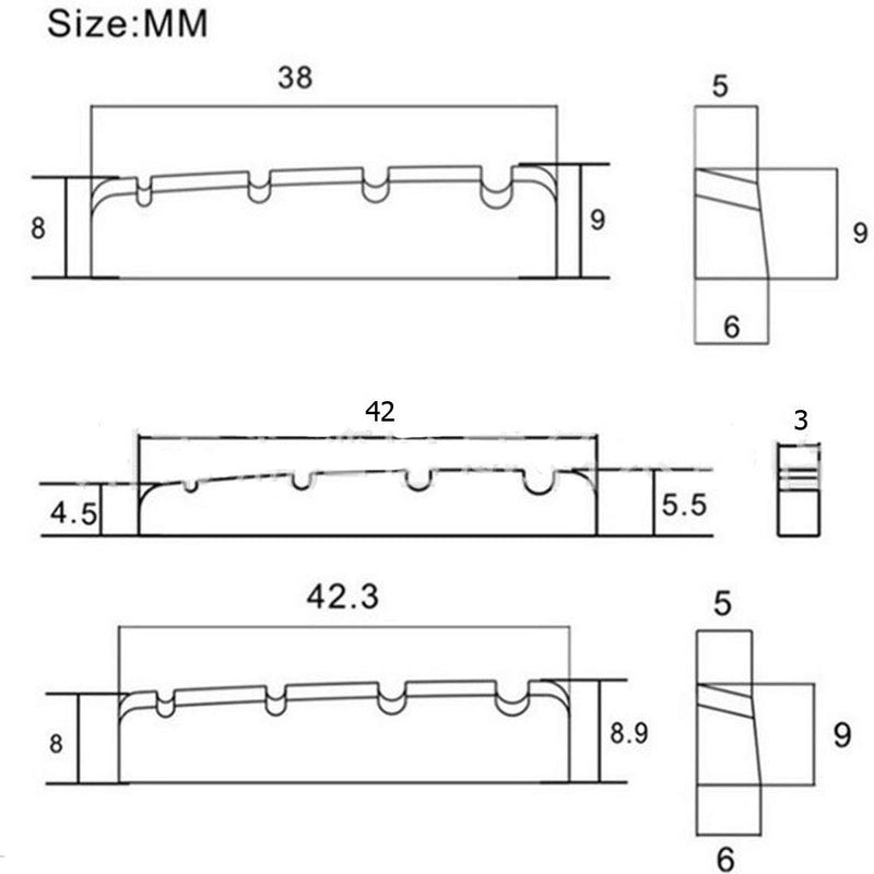 Bass Guitar Nuts Slotted Bridge Saddle for 4 String Fender Jazz Bass Guitar, Bass Guitar Replacement Accessories for Guitar Maker, Made of Metal (42mm/1.65", Black) 42mm/1.65"