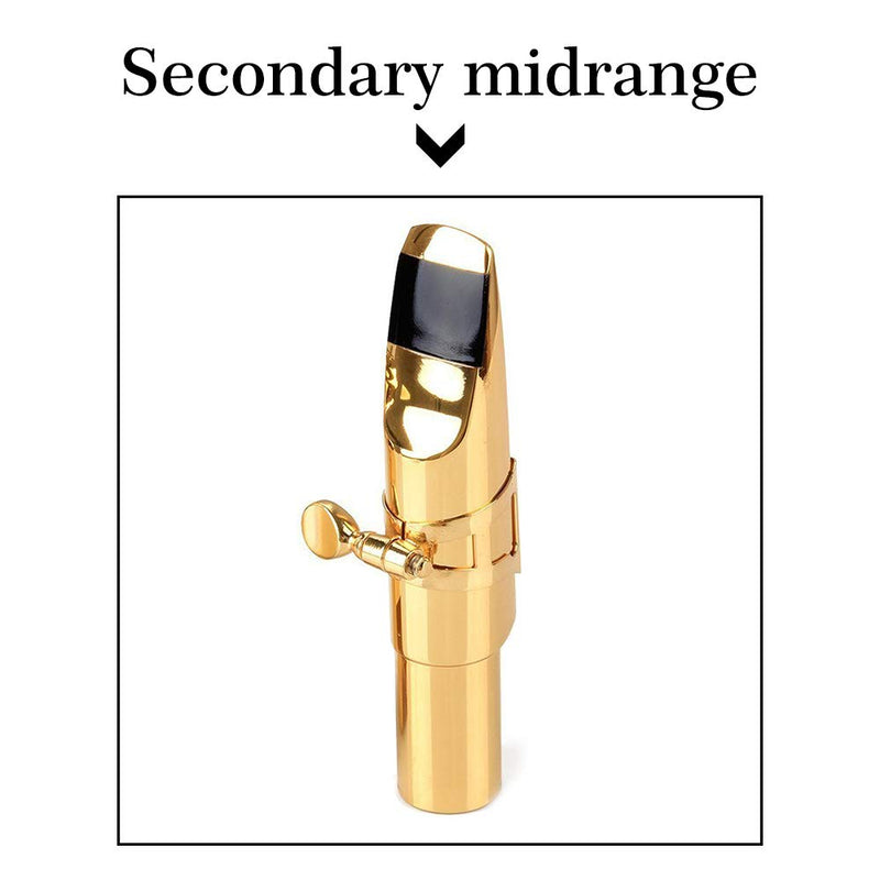 Aibay Gold Plated Bb Tenor Saxophone Metal Mouthpiece with Cap + Ligature #6 6