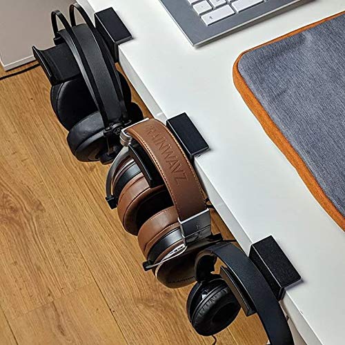 Brainwavz Roost 2 Pack Large Desktop Headphone Hanger Stand for Audio & Gaming Headsets with Large Width Headbands, Mounts on Desktop, No Screws or Glue, Holds Heavy Headphones (Black, Large)