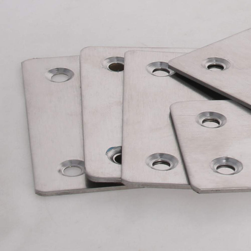 Bettomshin 5 PCS Flat Fixed Straight Bracket Repair Board 2.36" x 1.5"Brushed Stainless Steel Surface Connection Angle Bracket Gusset Plate