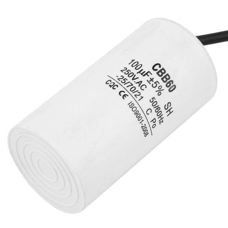 CBB60 Capacitor 100uf Plastic Run Capacitor Motor Capacitor 250V AC 50/60Hz for Air Compressor, Compressors, Pump and Motors