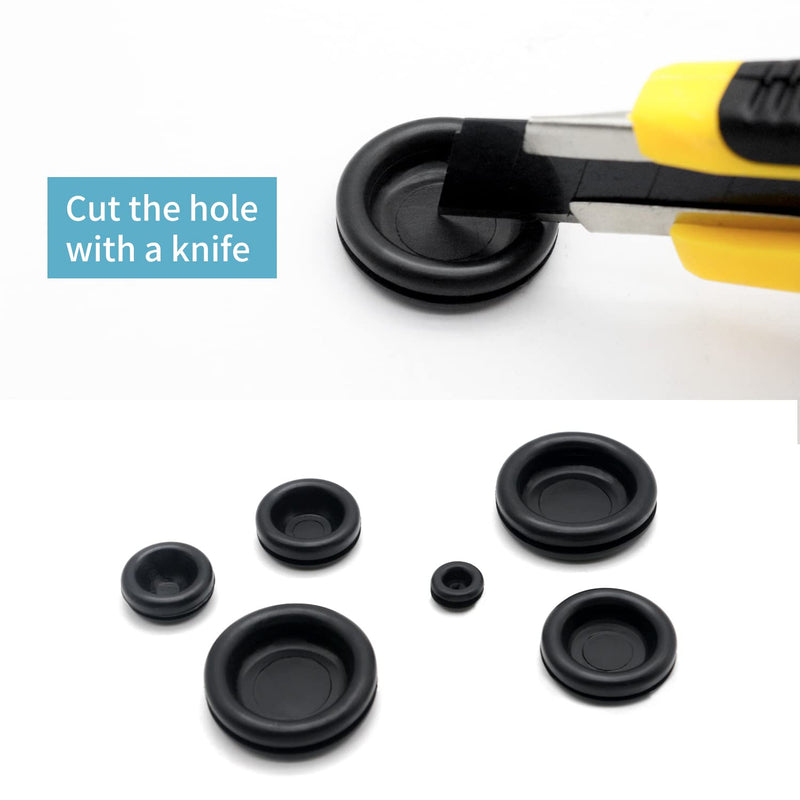 Vrupin 188 Pieces Closed Rubber Grommet Firewall Solid Closed Hole Plug Assortment Kit for Wire Electrical Appliance Plumbing 7 Sizes