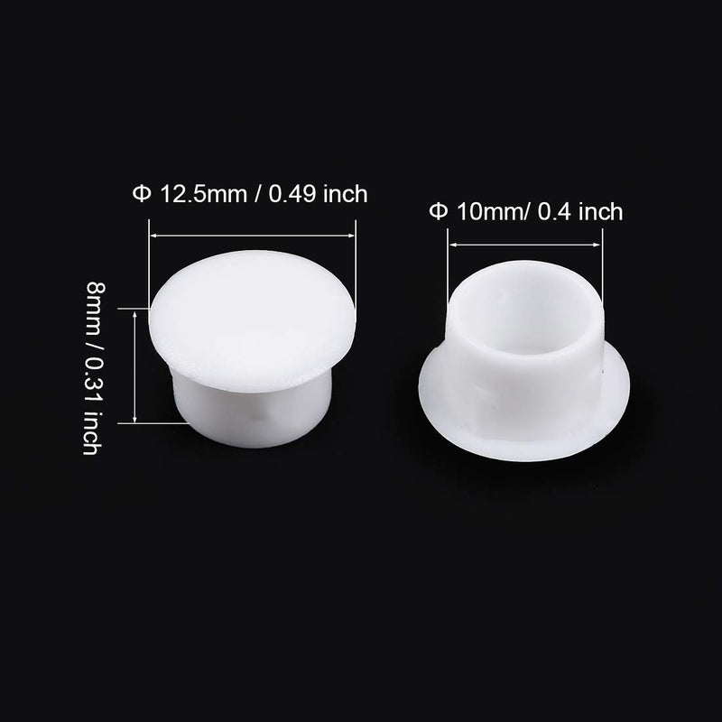 uxcell Shelf Peg Hole Plugs 10mm Dia White Plastic Tube Cover for Nail Cabinet Button Bracket Cupboard Bookshelf Bookcase Adjustable Shelf Closet, 30Pcs