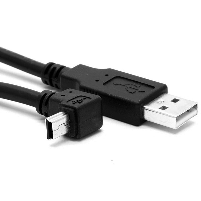 CY Mini USB to USB Cable 5pin USB-A to Mini USB-B Data Cable Up Angled Black Up 0.5m