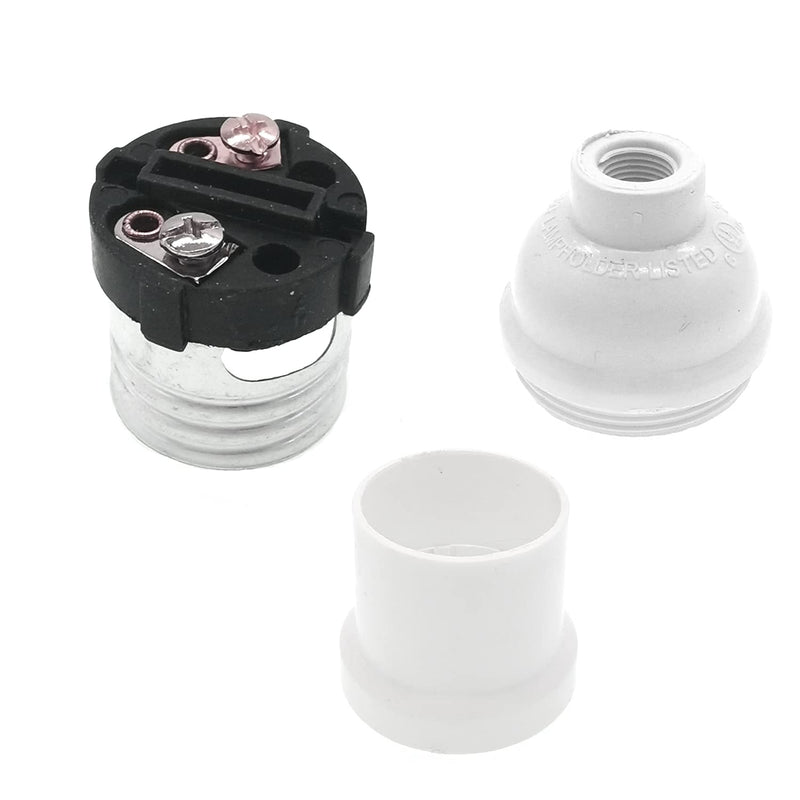 Phenolic Medium Base Light Socket,3 Pack TWDRTDD White Period Style E26 E27 Edison Retro Pendant Lamp Holder (White,Keyless)