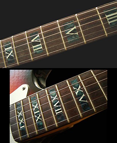 Inlay Sticker Fret Markers for Guitars & Bass - Roman Numeral Blocks - Black Pearl F-018RN-BP