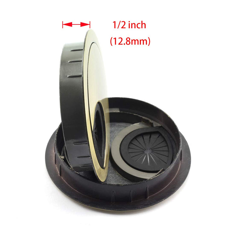 HJ Garden 2pcs 2-3/8 inch (60mm) Metal Desk Grommets for Managing and Hiding Wire Cord Cable Hole Cover Office PC Desk Cable Cord Organizer Zinc Alloy Cover Bronze