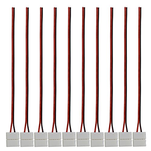 [AUSTRALIA] - 10PCS 5050 5630 LED Flexible Light Strip Clip on Connector and Pigtail Cable 2 Pins 10mm Wide Strip to Strip Jumper Wire Solderless 