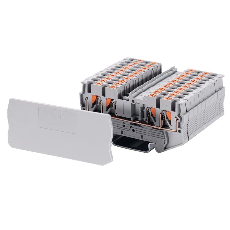 SIPUN ST2-2.5/2X2 Twin Spring Terminal Block Push in Type PT Screwless Wire Din Rail Connector 30 Pcs Set