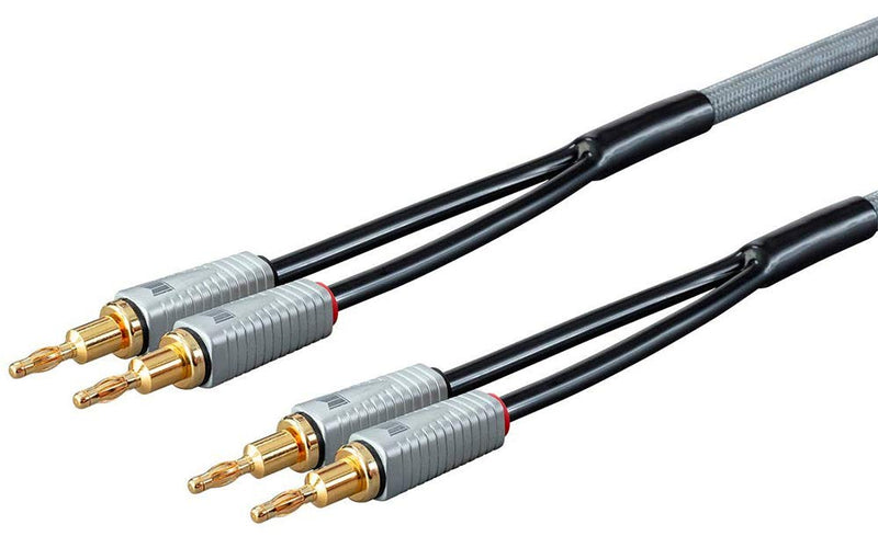 [AUSTRALIA] - Monolith Multi-Strand Conductors Speaker Wire - 6 Feet - Pair, PE Insulated, 14AWG, Oxygen Free Copper With Gold Plated Banana Plug Connectors 