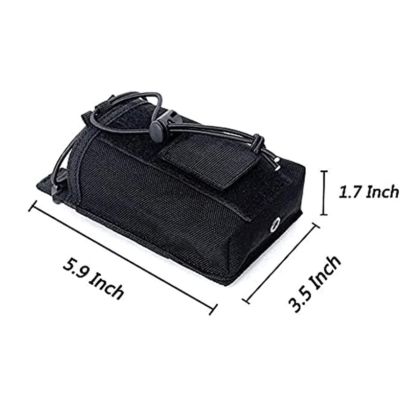 Tactical Radio Holder Molle Radio Pouch Case Heavy Duty Radios Holster Bag for Two Ways Walkie Talkies Adjustable Storage with 1 Pack Patch (Black-White Flag) Black-white flag