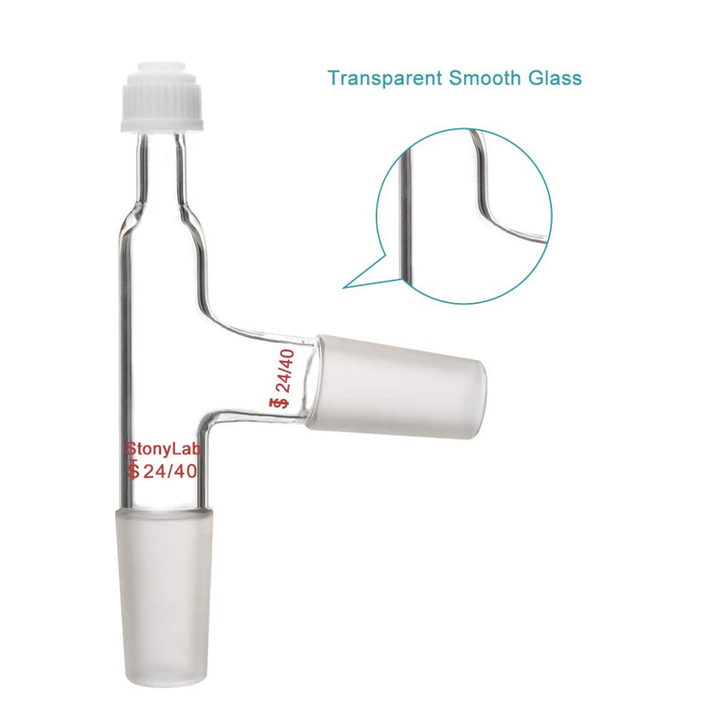 StonyLab 3 Way Distilling Thermometer Adapter with 24/40 Joints and Screw Cap for Distillation Apparatus 24/40 Joint