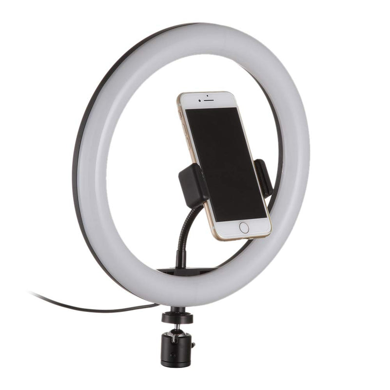 Fotga 10" Selfie LED Ring Light w/Cell Phone Holder,Dimmable 3 Light Mode 3000K-5000K,for Live Stream Makeup,YouTube Vimeo Tiktok Vlog Video Shooting,Photography Lighting,1/4" Screw Mount,USB Power