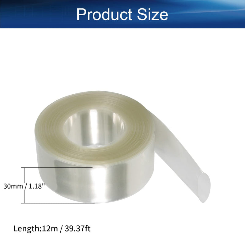 Bettomshin 1Pcs Clear PVC Heat Shrink Tubing 39.37 Ft Length 1.18 Inch Flat for 1x18650 Battery