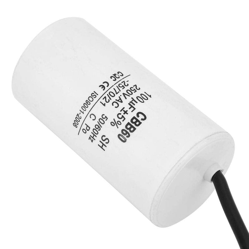 CBB60 Run Capacitor with Wire Lead 250V AC 100uF 50/60Hz Run Round Capacitors for Motor Air Compressor, Air Conditioners, Compressors and Motors - Heat Resisting, Low Leakage and Low Impedance