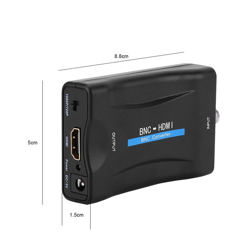 BNC to HDMI Converter, 1080P/720P HD Display BNC Female to HDMI Video Converter Adapter Box for Security Camera CCTV Moniter