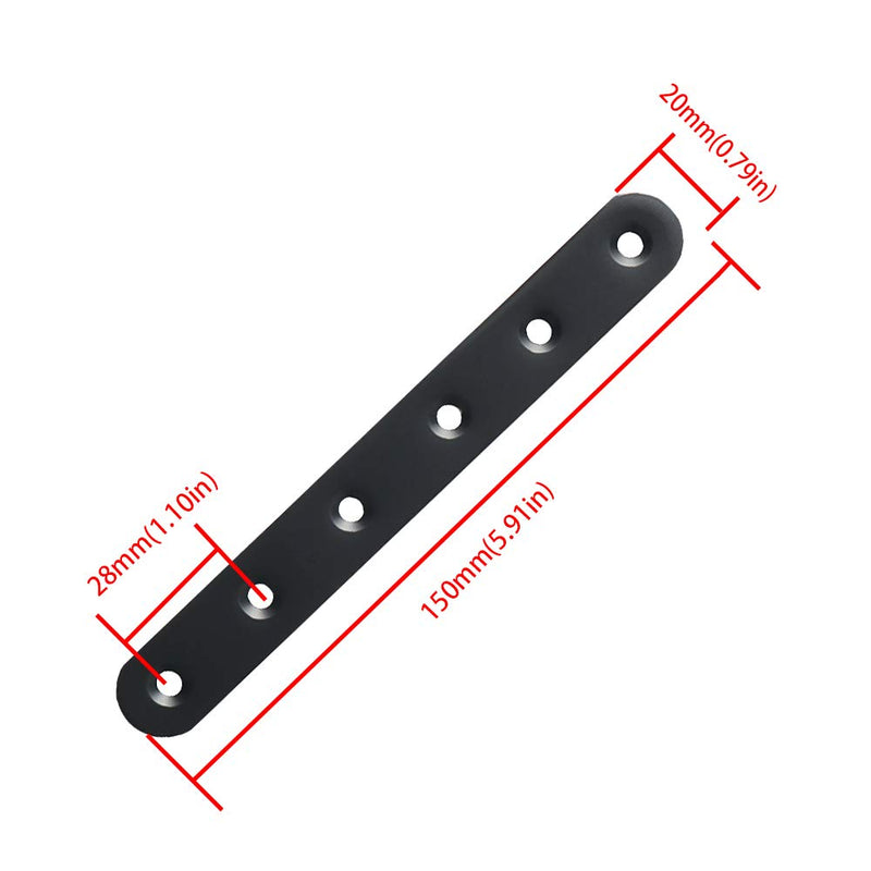 Alise 6-1/5-Inch Length Stainless Steel Flat Straight Brace Brackets Mending Plates Repair Fixing Bracket,J7350B-4P 4 Pcs Matte Black Finish 6-1/5 Inch(4 Pcs)