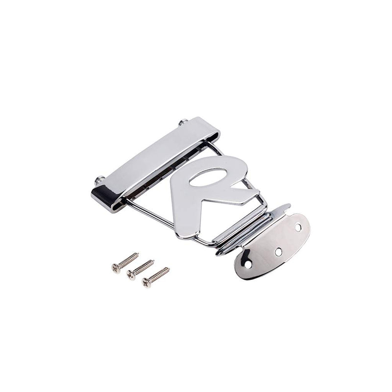 Alnicov Guitar Tailpiece Bridge Metal R Shape 6 String Semi Hollow archtop Jazz Bass Guitar Replacement Part Chrome