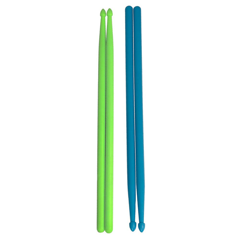 Mowind 5A Nylon Drumsticks for Drum Set Lightweight Drum Sticks 2 Pairs Blue and Green