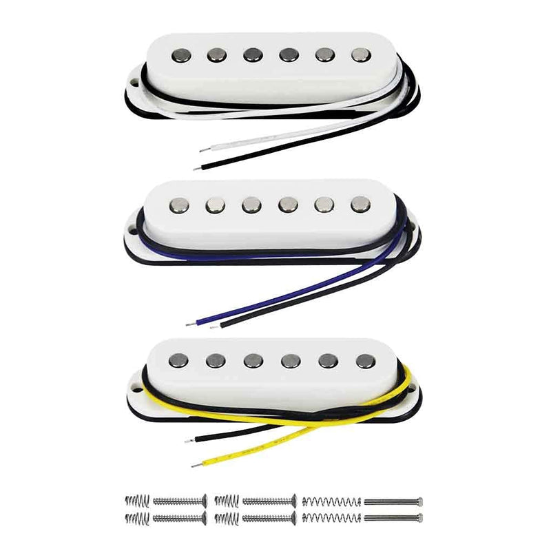 FLEOR Strat Guitar SSS Pickup Set-Neck/Middle/Bridge Alnico 5 Single Coil Pickups for Stratocaster Style Electric Guitar Parts, White neck/middle/bridge pickup