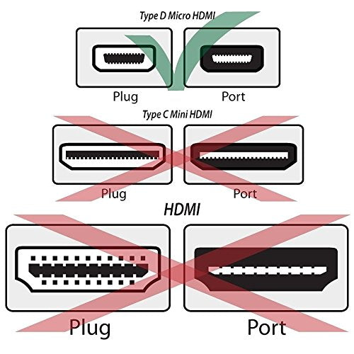 [AUSTRALIA] - 6ft Micro-HDMI (type D) to Regular HDMI (type A) high Speed Cable with Ethernet (up to 1440p) for MOTOROLA MB810 DROID X / HTC Touch EVO 4G 
