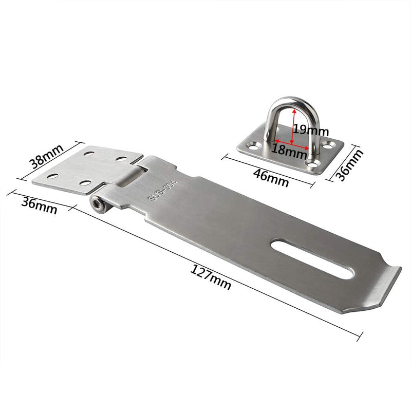 Alise 2Pcs Padlock Hasp Door Clasp Hasp Lock Latch SUS 304 Stainless Steel Brushed Nickel 5 Inch