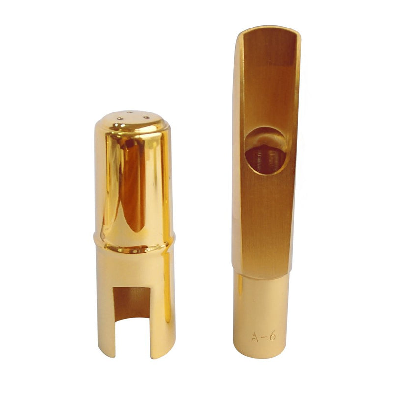 Sax Mouthpiece, Aibay #6 Gold Plated Bb Soprano Saxophone Metal Mouthpiece + Cap + Ligature 6