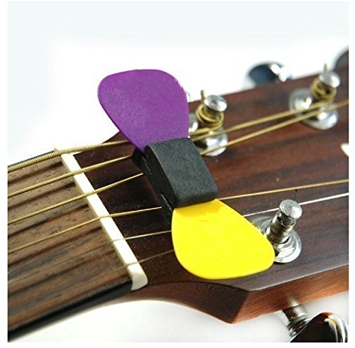 GOSONO 10pcs Black Rubber Guitar Pick Holder Fix on Headstock for Guitar Bass Ukulele