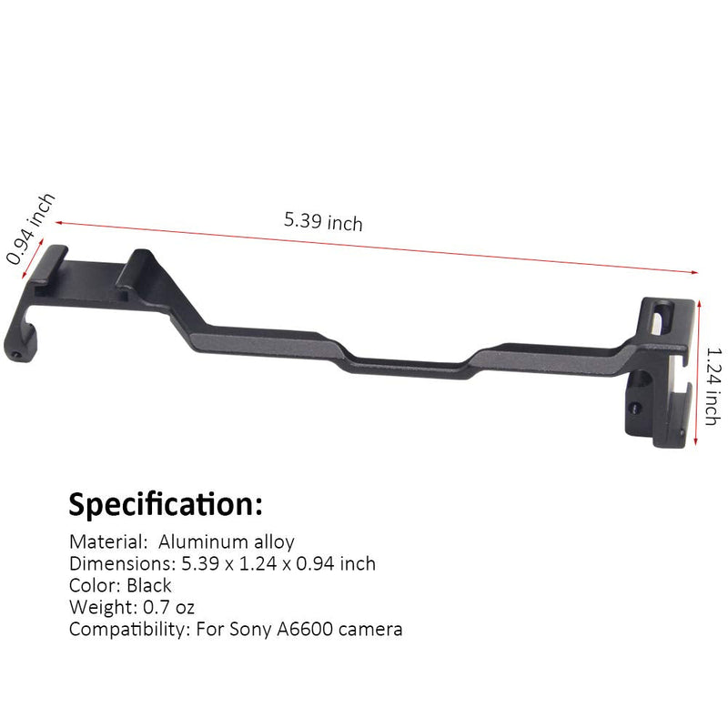 Dual Cold Shoe Adapter Relocation Plate, Easy Hood Microphone Extension Cold Shoe Mount for Sony Alpha A6600 Camera, Vlogging Video Making Shooting Accessory